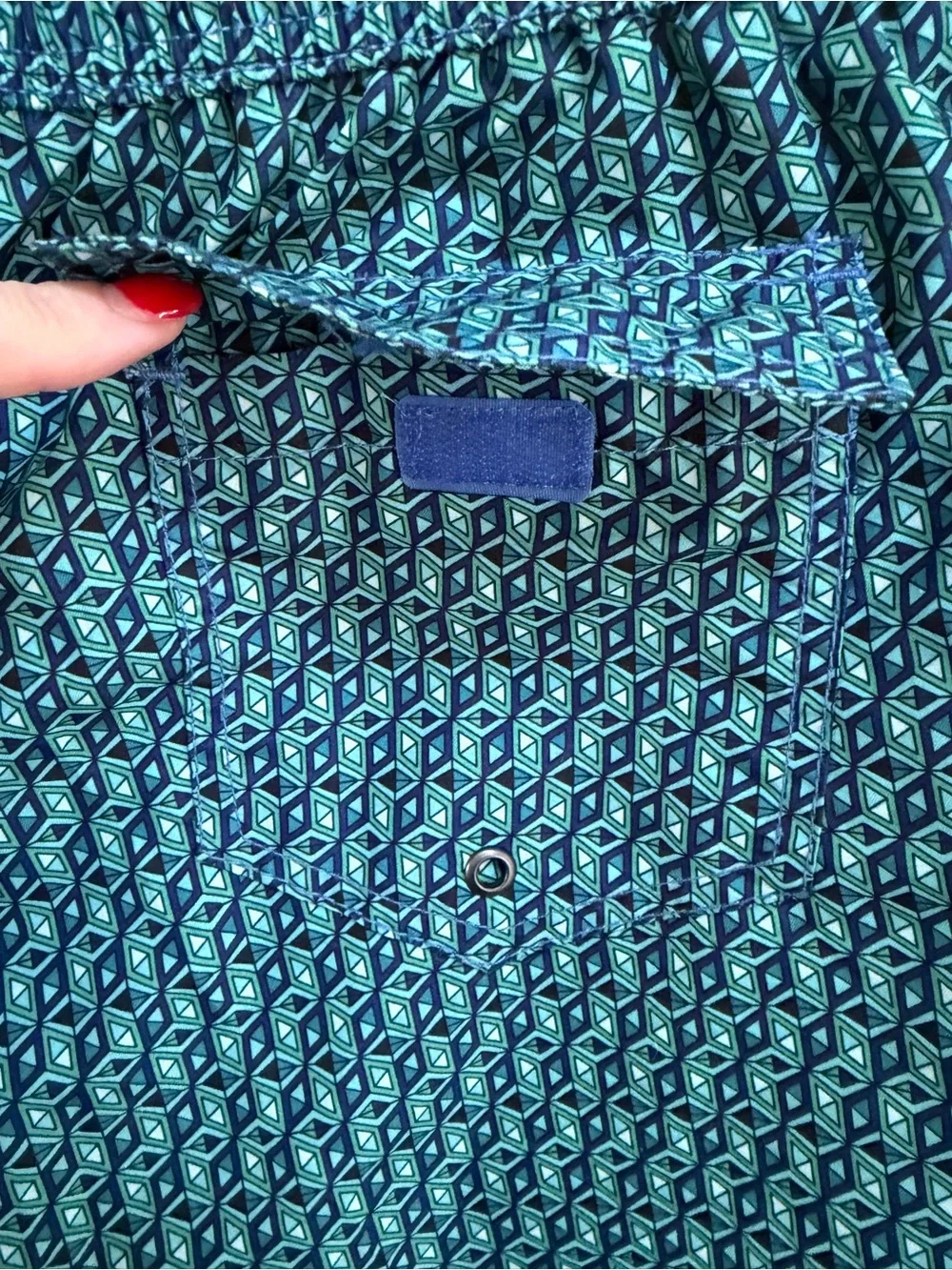 Mr.Swim Teal and Navy Geometric Swim Shorts
